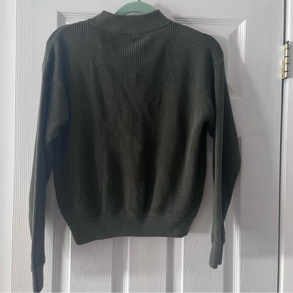 Margaret O’ Leary Olive Green Knit Full Zip Sweater - Picture 3 of 6